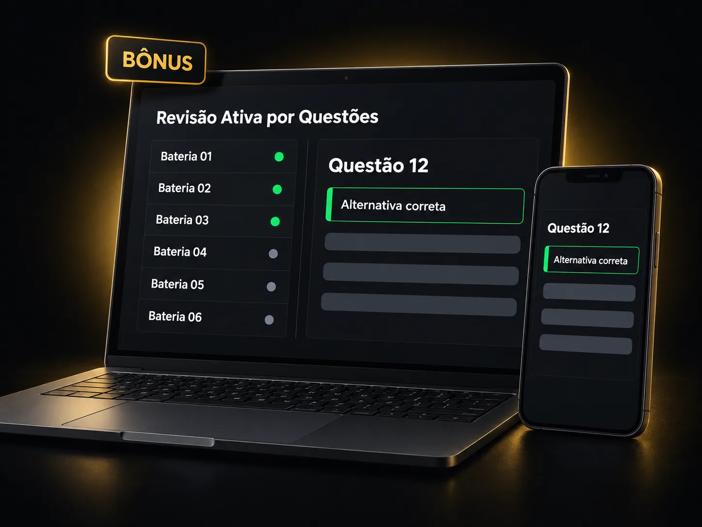 Bônus Revisão Ativa por Questões com baterias de questões